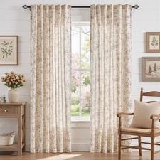 Amlie Linen Floral Curtains 84 inch Length Curtains Living Room Bedroom — custom printed polyester bath curtain