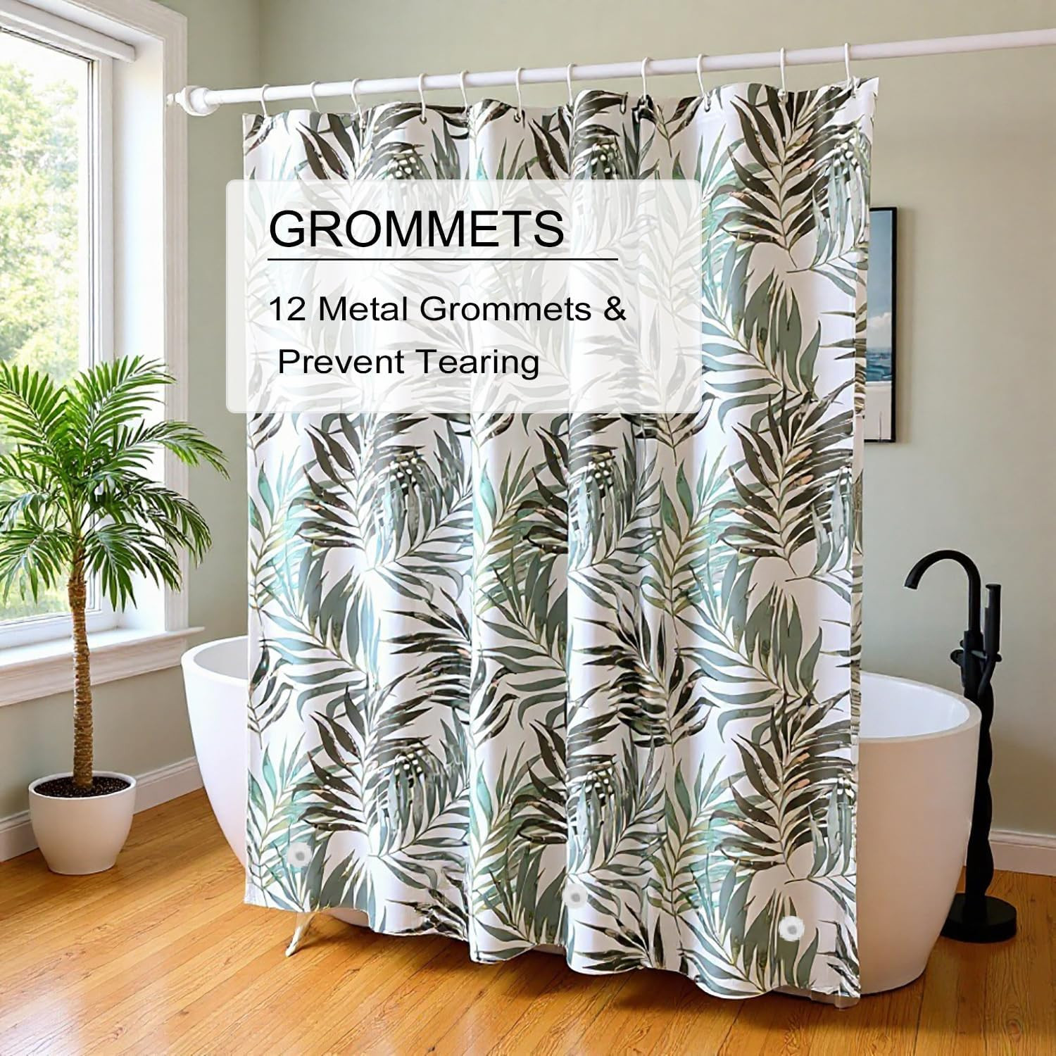 Custom Printed Bath Curtain — custom printed polyester bath curtain detail view