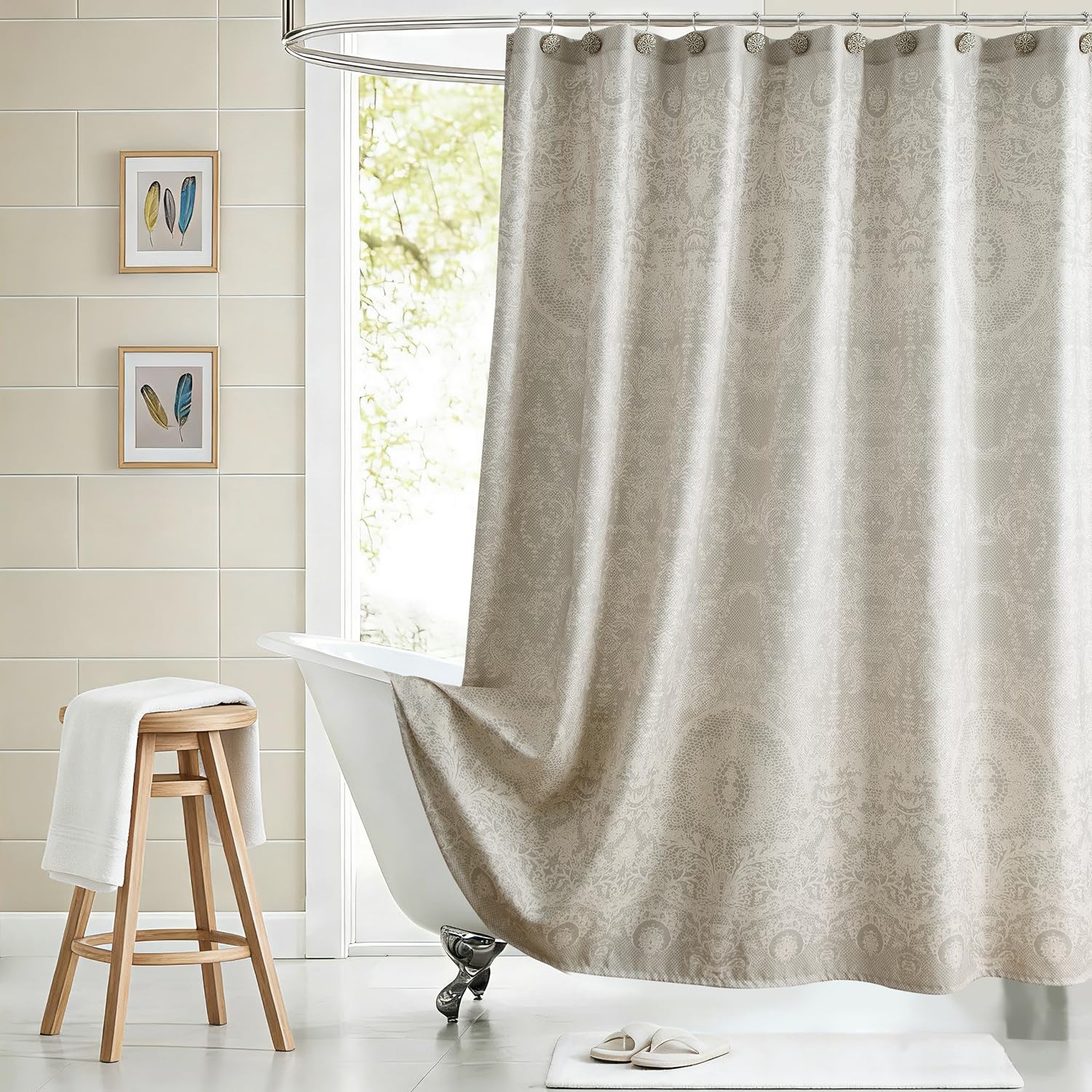 Custom Printed Bath Curtain — custom printed polyester bath curtain detail view