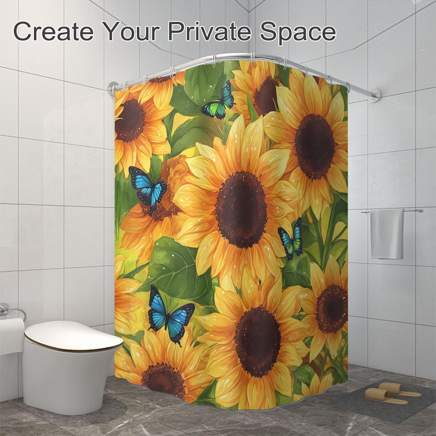 Custom Printed Bath Curtain — custom printed polyester bath curtain detail view
