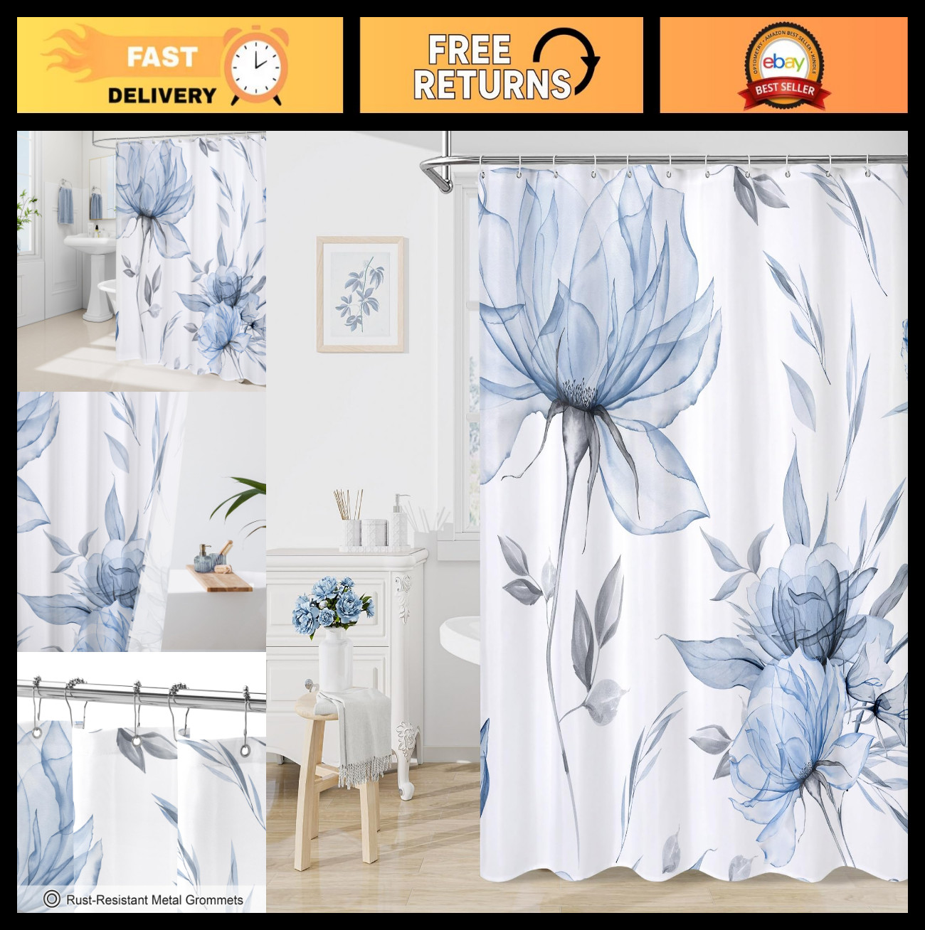 Custom Printed Bath Curtain — custom printed polyester bath curtain