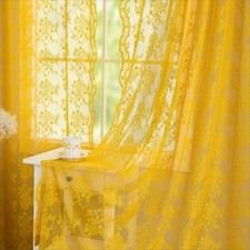 Light Filtering Pink Lace Curtains 84” Long - Feminine Sheer Drapes (Set of 2) — custom printed polyester bath curtain