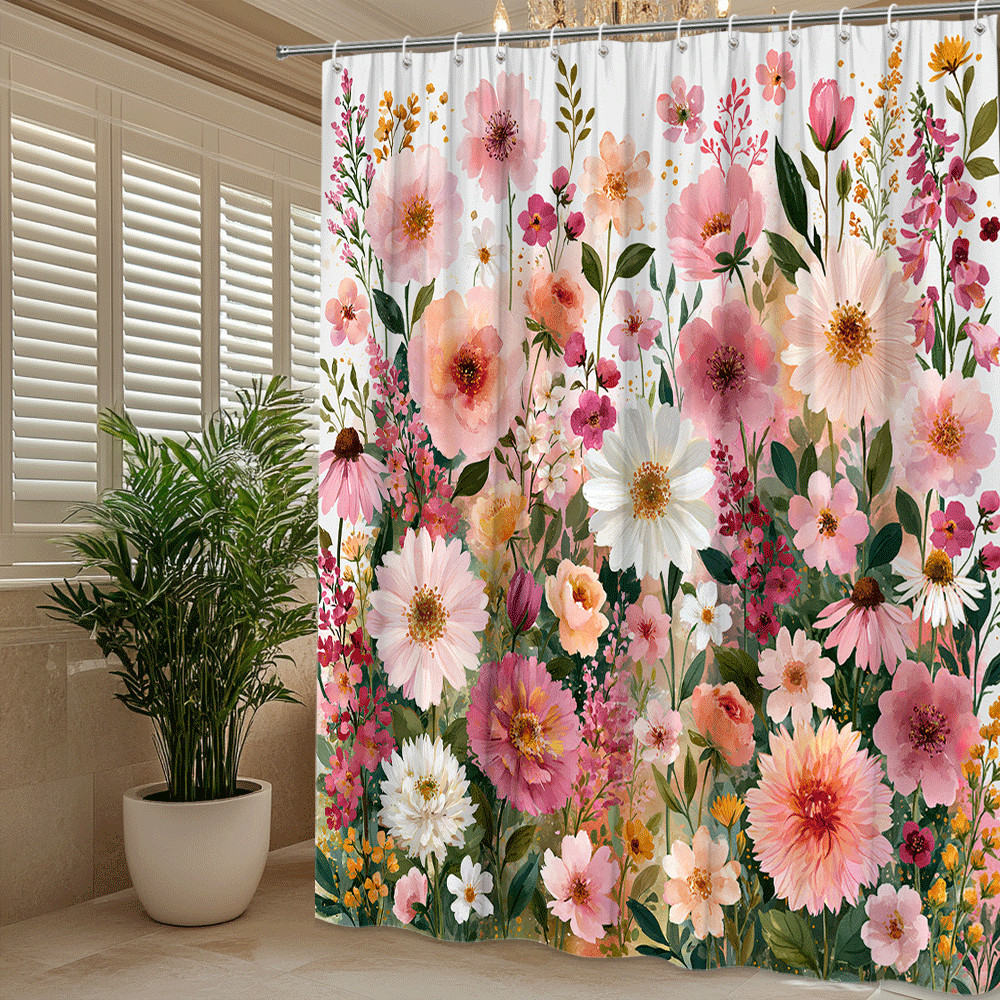 Custom Printed Bath Curtain — custom printed polyester bath curtain detail view