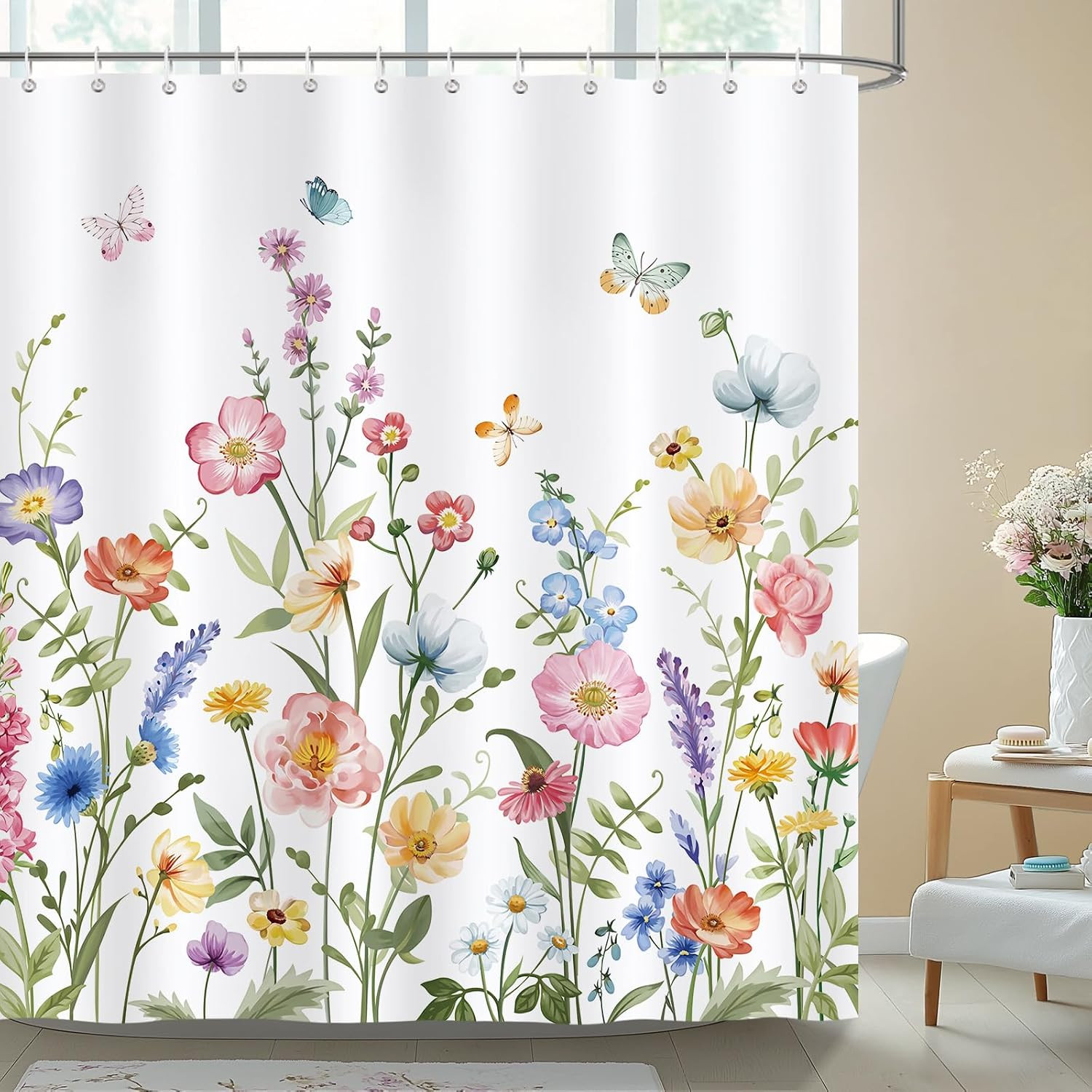 Custom Printed Bath Curtain — custom printed polyester bath curtain detail view