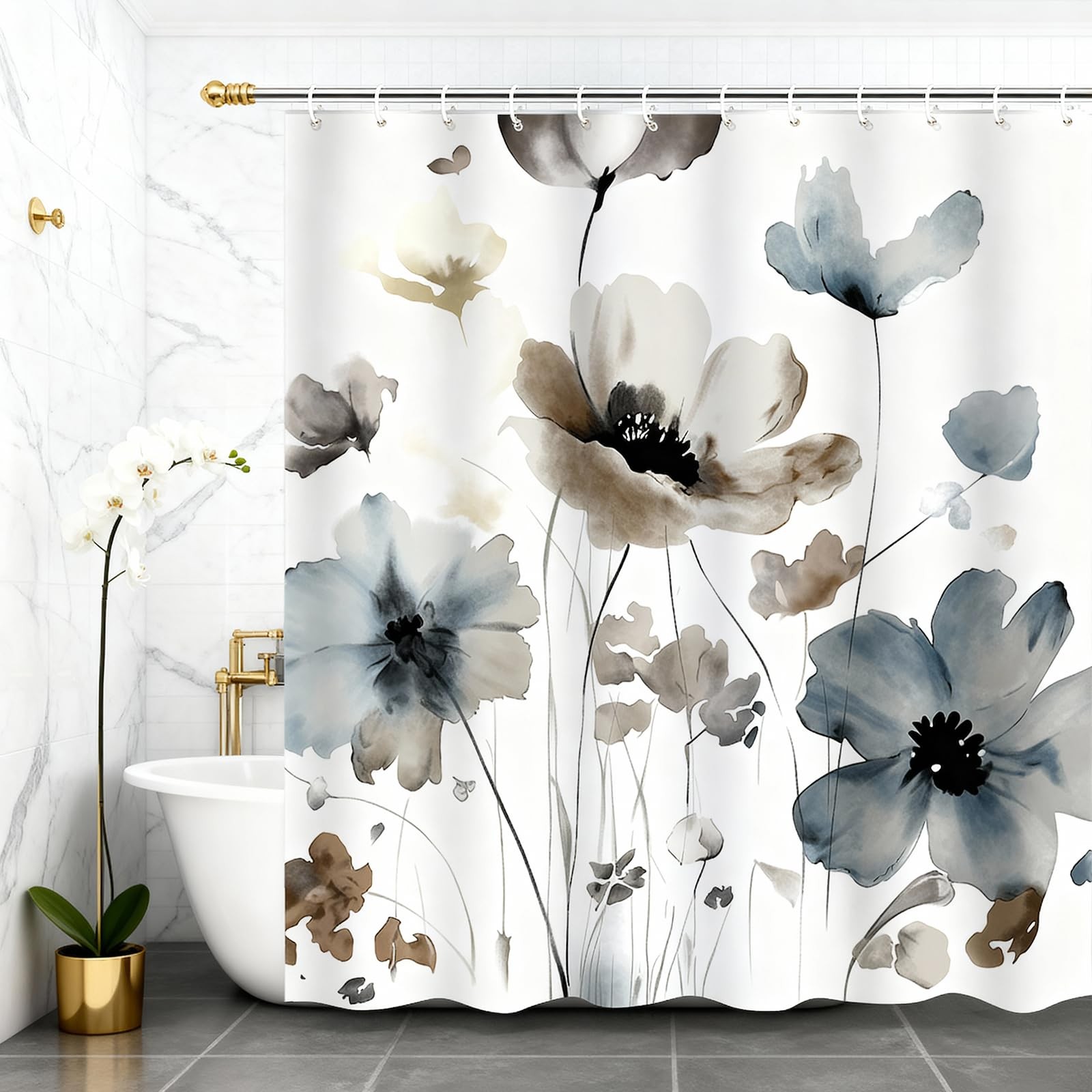 Custom Printed Bath Curtain — custom printed polyester bath curtain detail view