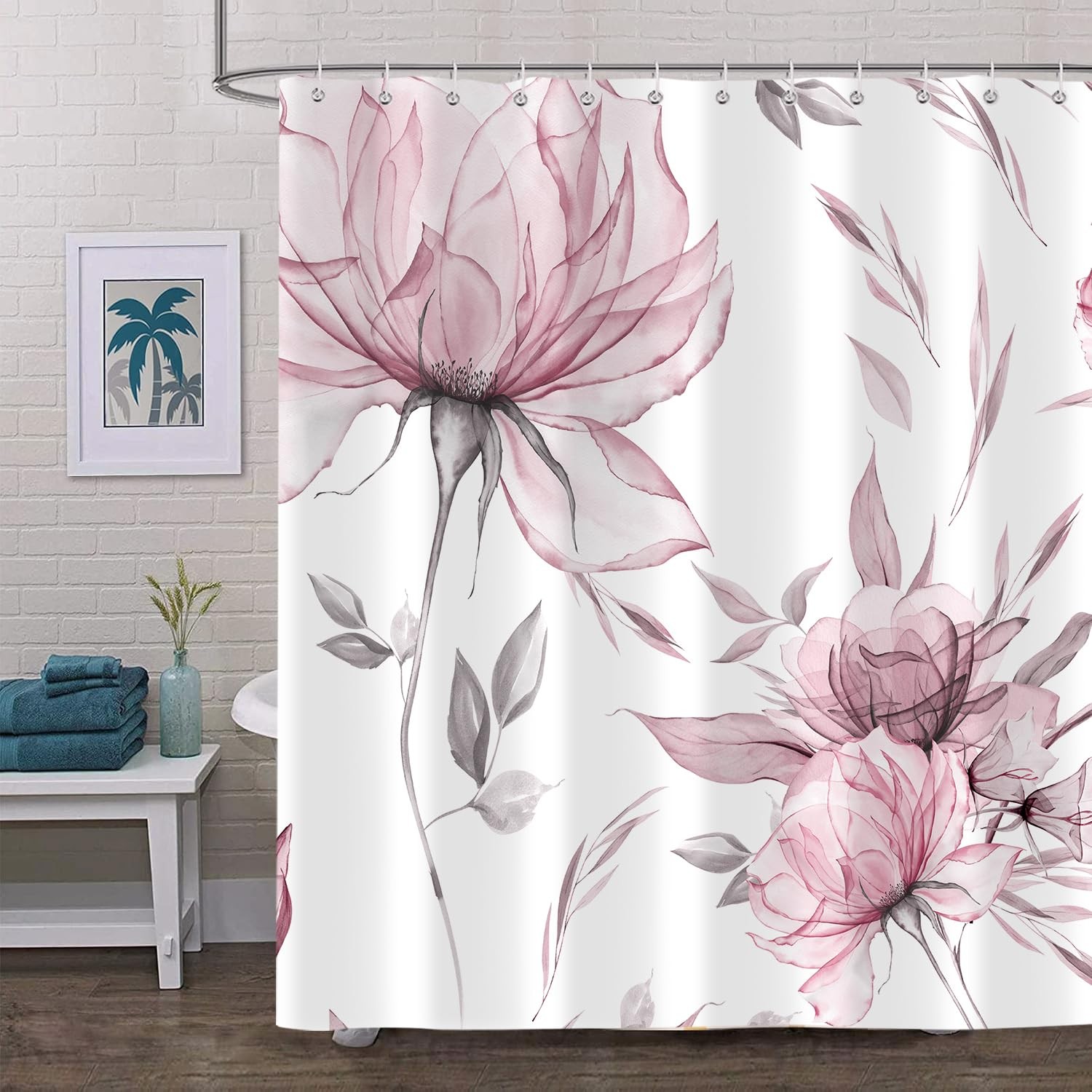 Custom Printed Bath Curtain — custom printed polyester bath curtain detail view