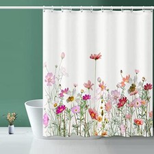 Shower Curtain, Flower Shower Curtain, Waterproof 72"x72" Colorful Gerbera — custom printed polyester bath curtain