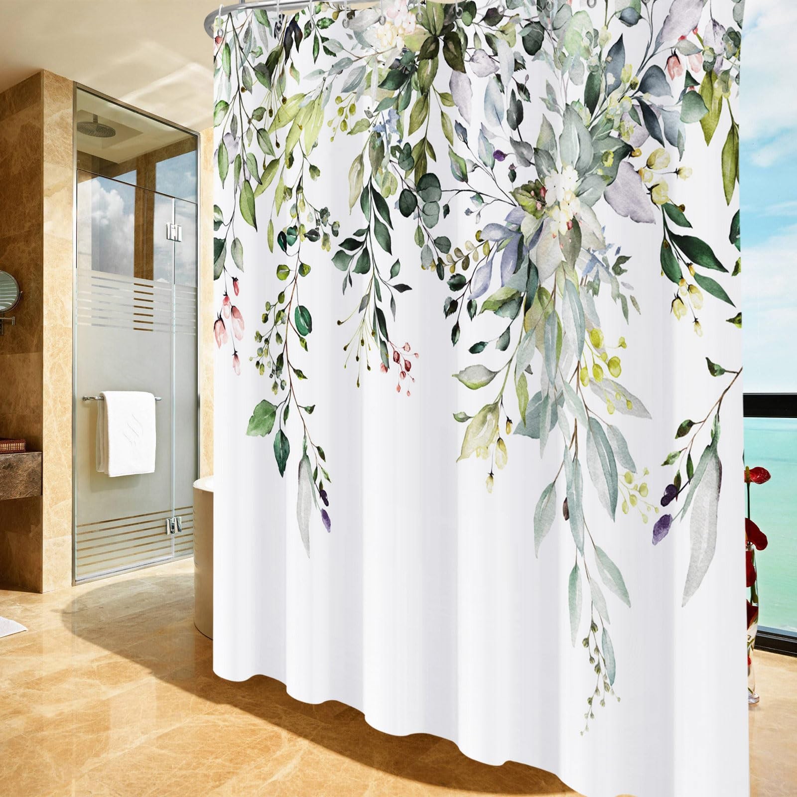 Custom Printed Bath Curtain — custom printed polyester bath curtain detail view