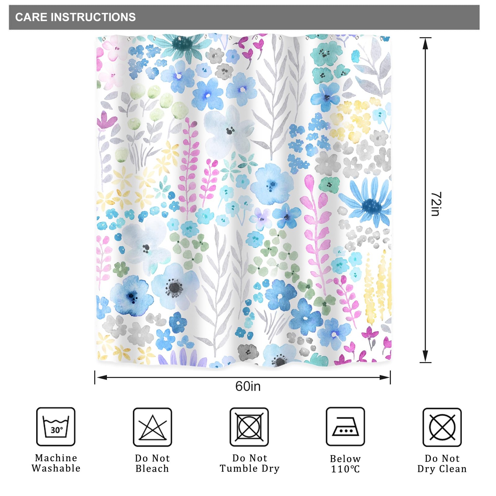 Custom Printed Bath Curtain — custom printed polyester bath curtain detail view