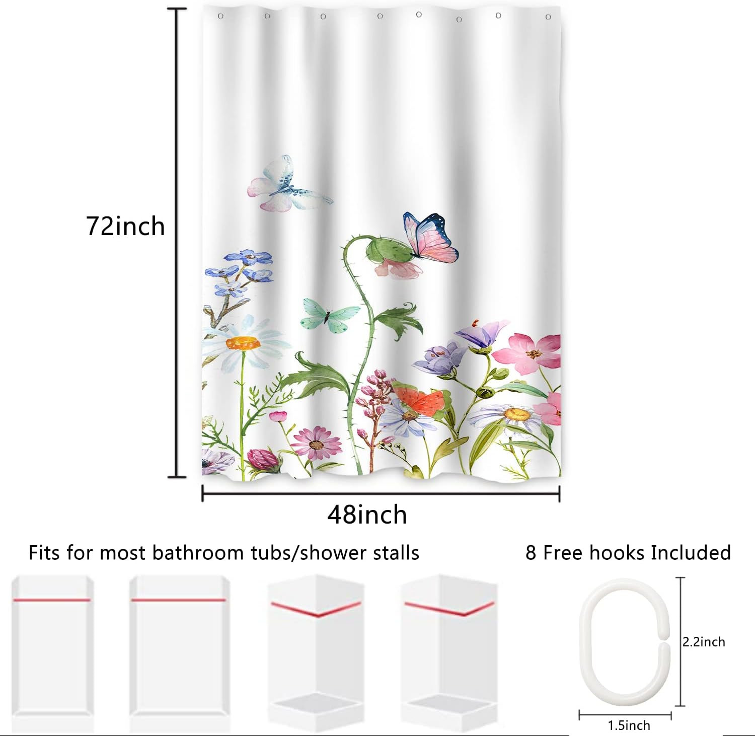 Custom Printed Bath Curtain — custom printed polyester bath curtain detail view