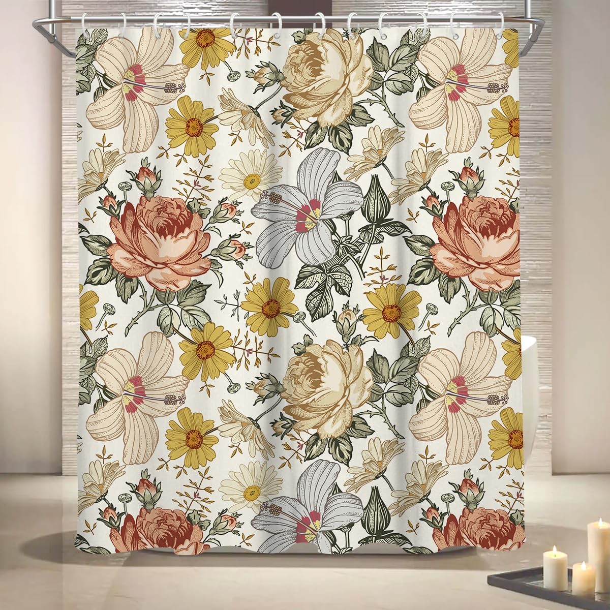 Custom Printed Bath Curtain — custom printed polyester bath curtain detail view