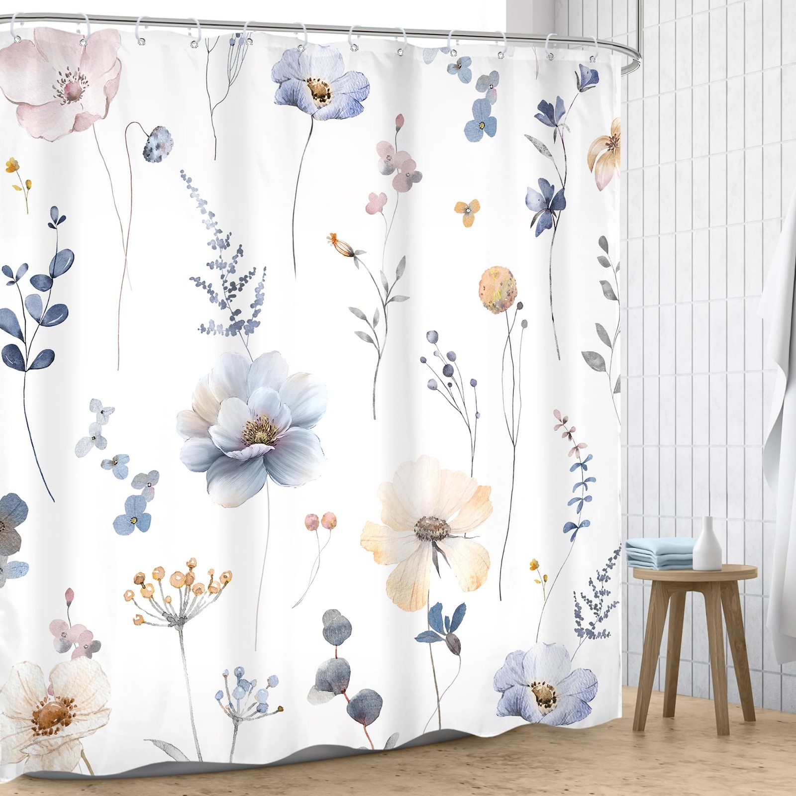 Custom Printed Bath Curtain — custom printed polyester bath curtain detail view