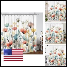 GOAOK Rustic Boho Floral Shower Curtain, Bright Colorful Watercolor Flower — custom printed polyester bath curtain