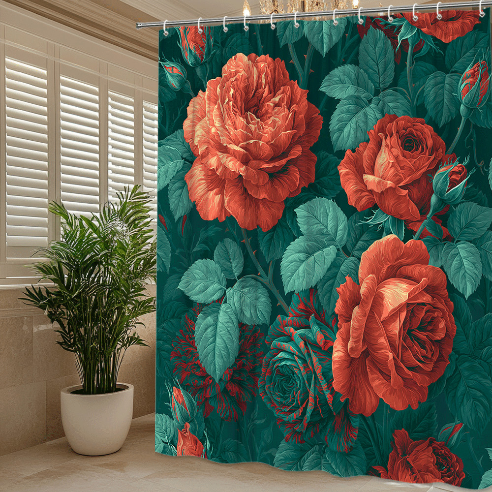 Custom Printed Bath Curtain — custom printed polyester bath curtain detail view