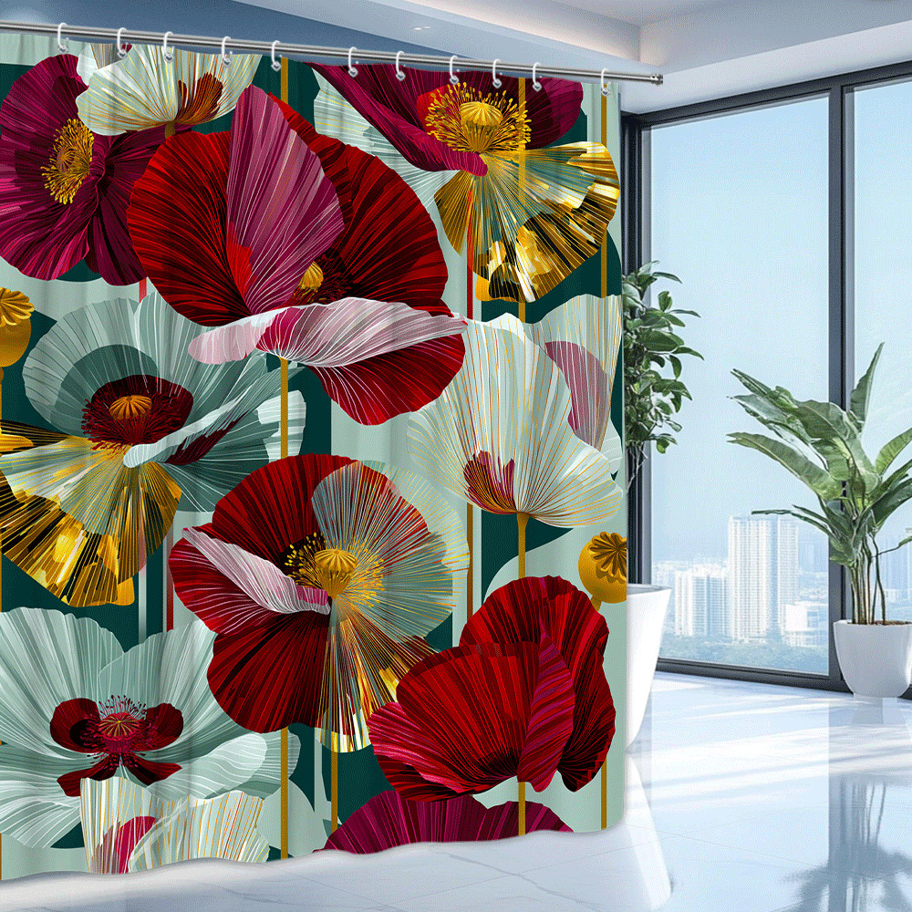 Custom Printed Bath Curtain — custom printed polyester bath curtain detail view