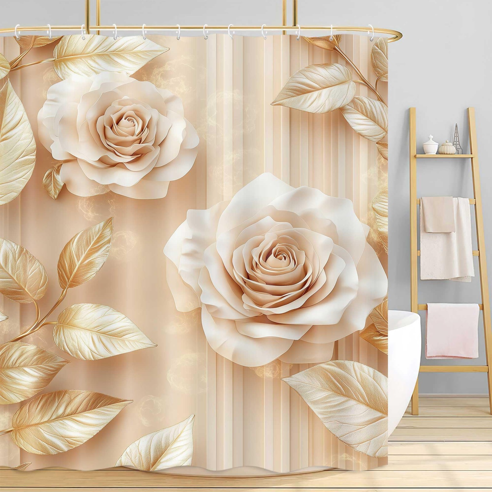 Custom Printed Bath Curtain — custom printed polyester bath curtain detail view