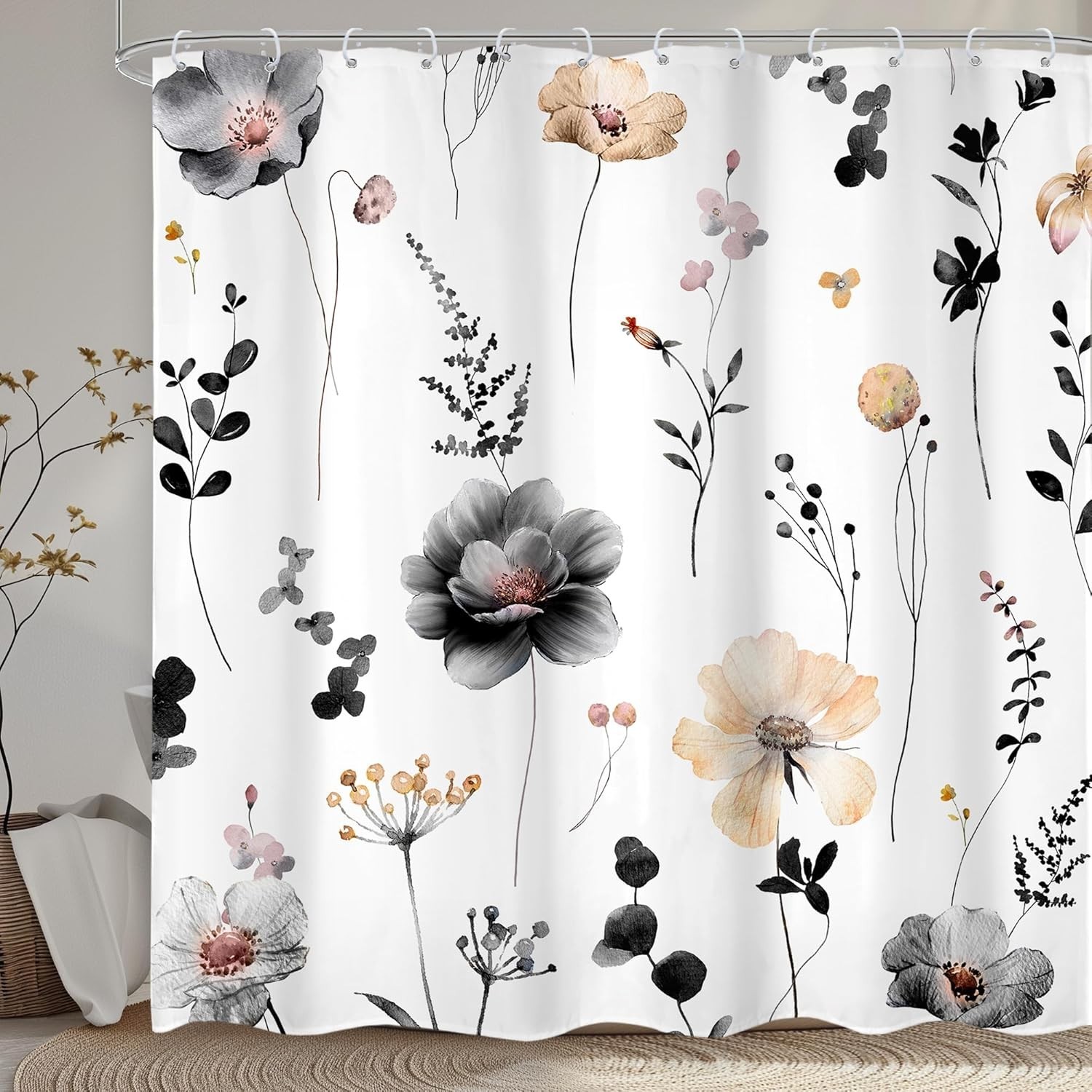 Custom Printed Bath Curtain — custom printed polyester bath curtain detail view
