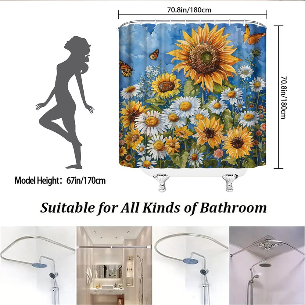 Custom Printed Bath Curtain — custom printed polyester bath curtain detail view