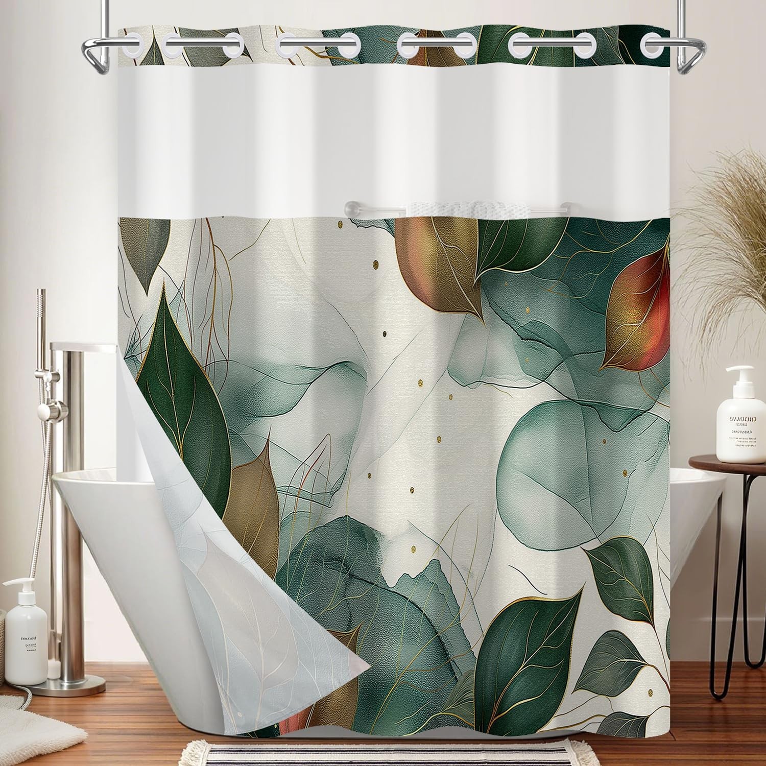 Custom Printed Bath Curtain — custom printed polyester bath curtain detail view