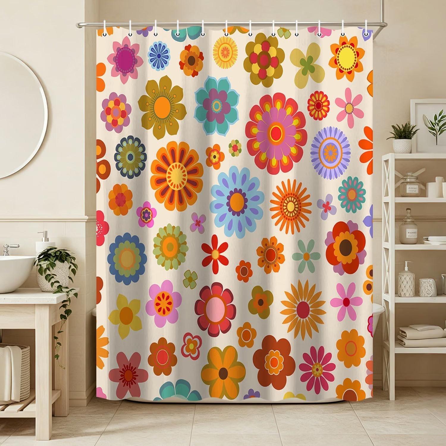 Custom Printed Bath Curtain — custom printed polyester bath curtain detail view