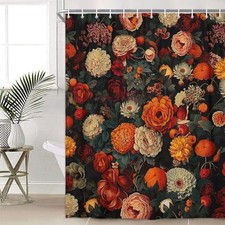 Floral Shower Curtain, Vintage Floral Shower 60"W x 72"L (Pack of 1) Black-1 — custom printed polyester bath curtain