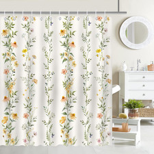 Boho Floral Shower Curtain Green Vines Bohemia Flower Bathroom Shower Curtain Fl — custom printed polyester bath curtain
