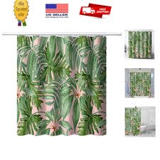 Waterproof Shower Curtain Set Tropical Plant Leaves Polyester 66x72 Inch with — custom printed polyester bath curtain