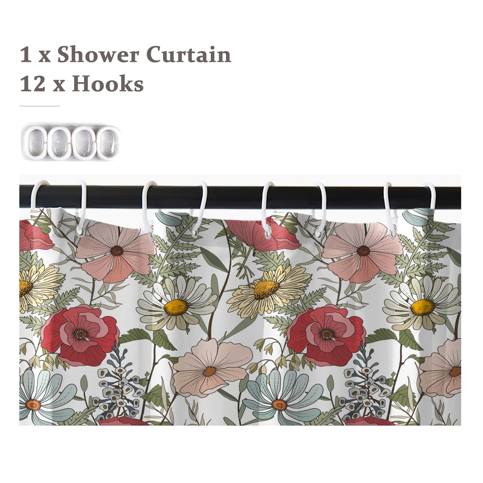 Custom Printed Bath Curtain — custom printed polyester bath curtain detail view