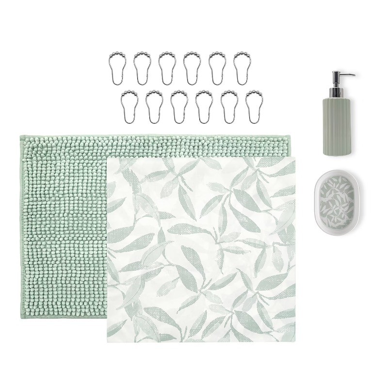 Custom Printed Bath Curtain — custom printed polyester bath curtain detail view