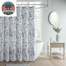Essentials Sofia Shower Curtain, Luxurious Botanical Print, Modern Serene Bathro — custom printed polyester bath curtain
