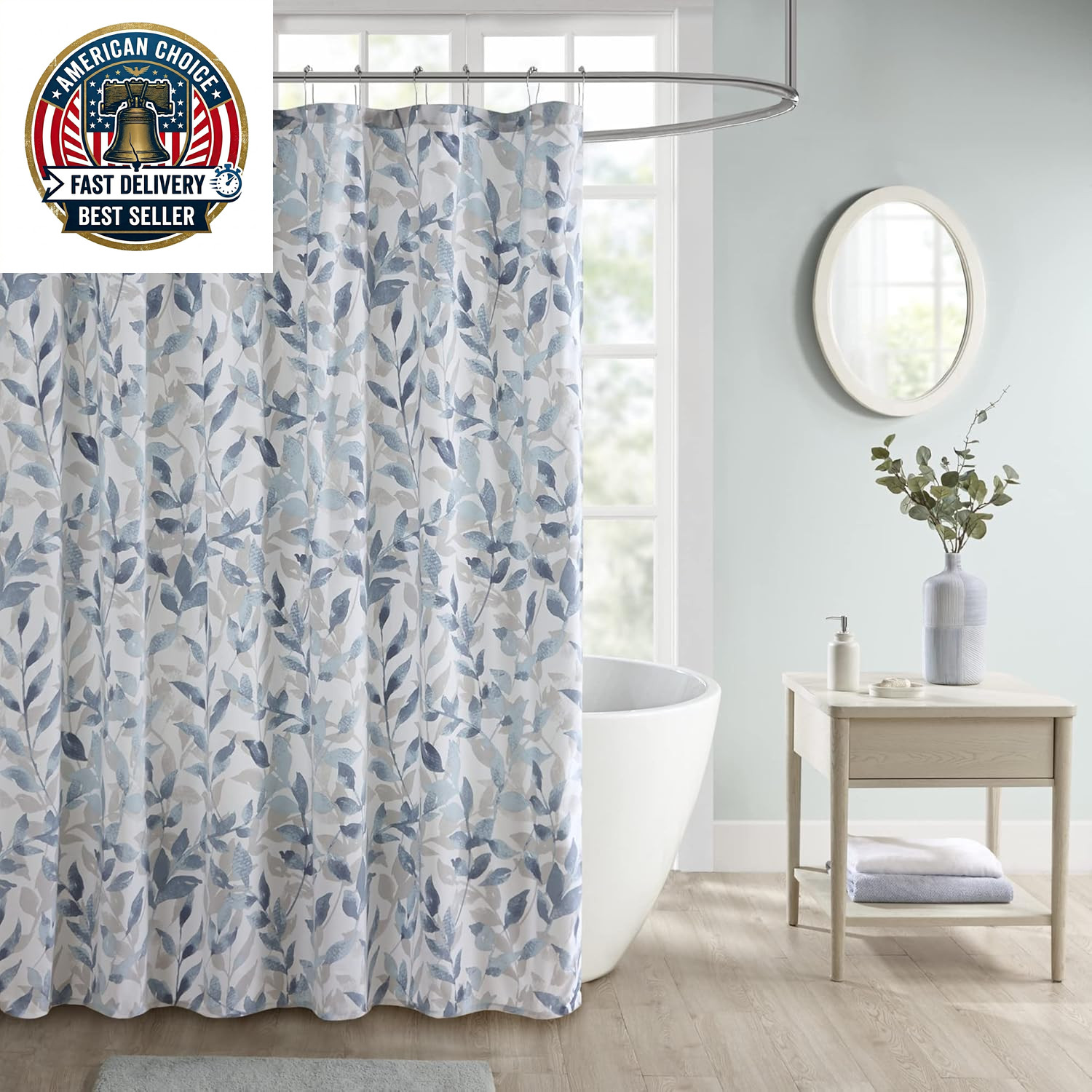 Custom Printed Bath Curtain — custom printed polyester bath curtain detail view