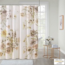 Printed Cotton Shower Curtain 72" x 72" Machine-Washable Blush — custom printed polyester bath curtain