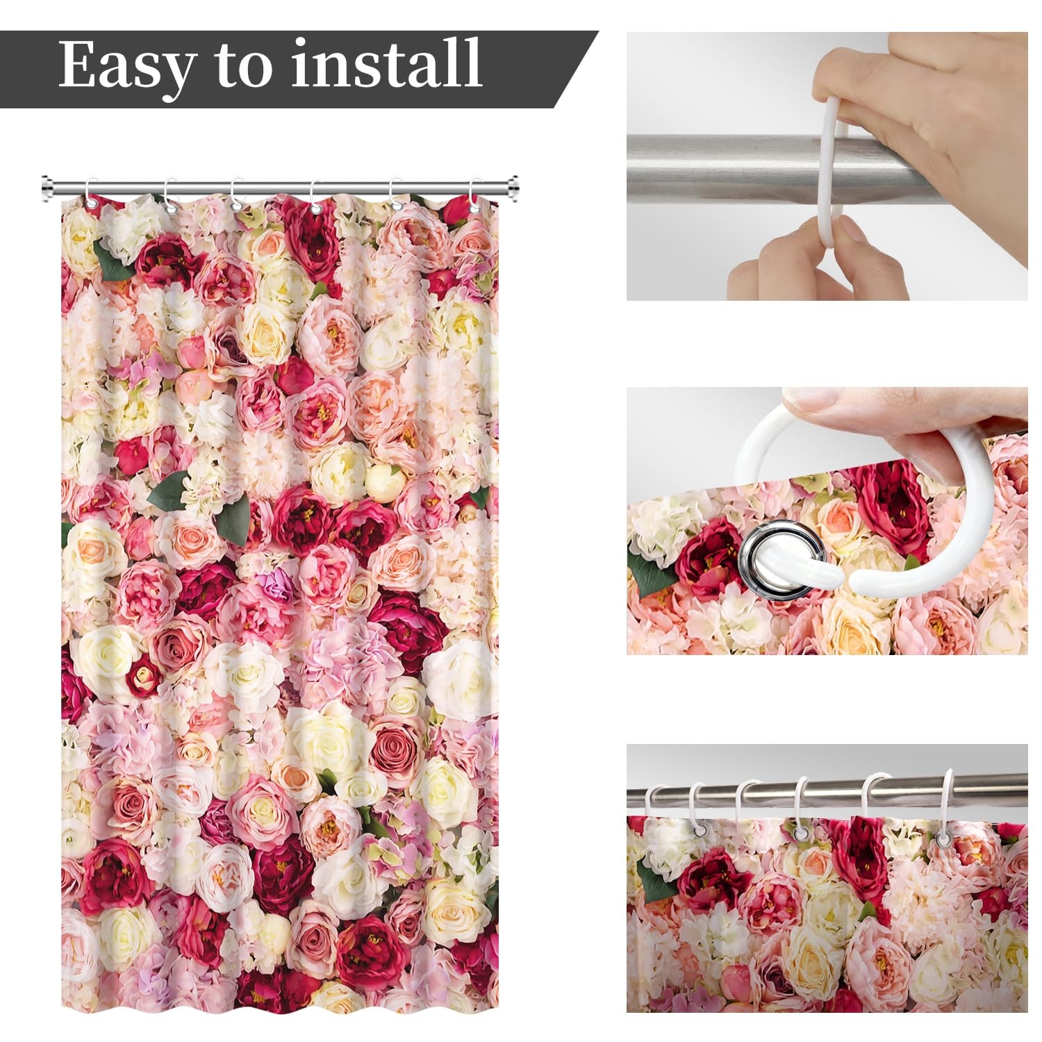 Custom Printed Bath Curtain — custom printed polyester bath curtain detail view