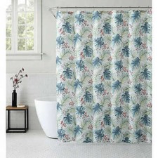 Hudson & Essex 72x72" Key West Tropical Palm Shower Bath Curtain Blue Green — custom printed polyester bath curtain