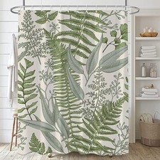Sage Leaves Shower Curtain, Plant Bathroom Shower 72"W x 72"L (Pack of 1) Green — custom printed polyester bath curtain
