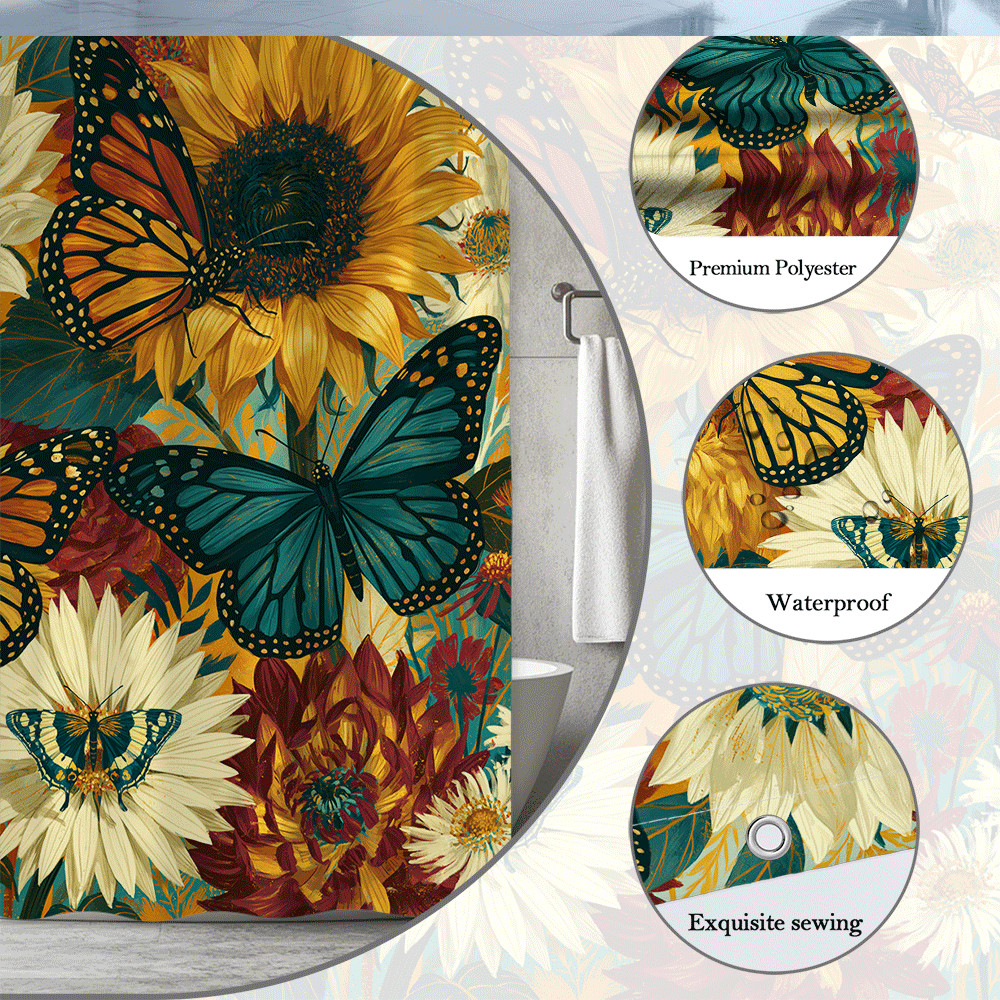 Custom Printed Bath Curtain — custom printed polyester bath curtain detail view