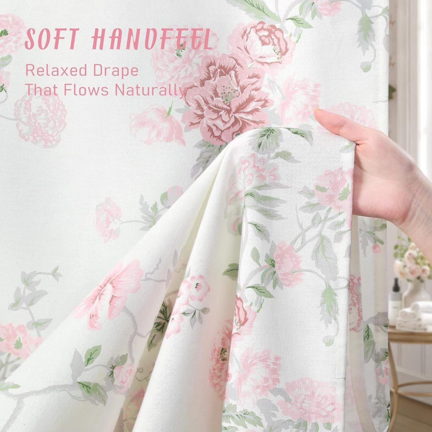 Custom Printed Bath Curtain — custom printed polyester bath curtain detail view