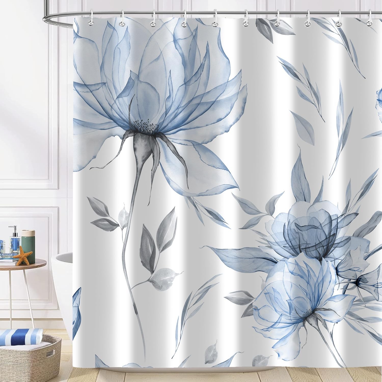 Custom Printed Bath Curtain — custom printed polyester bath curtain detail view