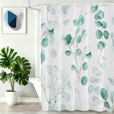 Eucalyptus Leaf Shower Curtains, 72"x72"in 3D Embossed Butterflies Design, Water — custom printed polyester bath curtain