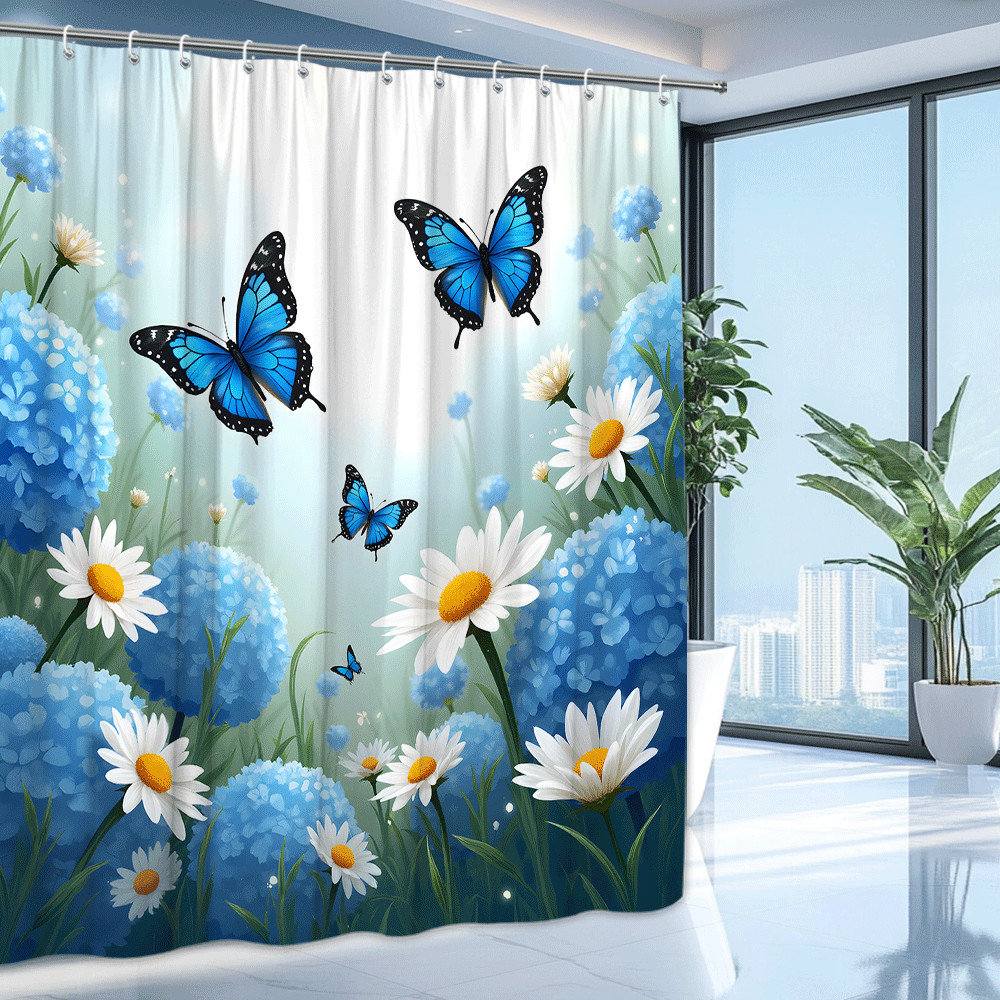 Custom Printed Bath Curtain — custom printed polyester bath curtain detail view