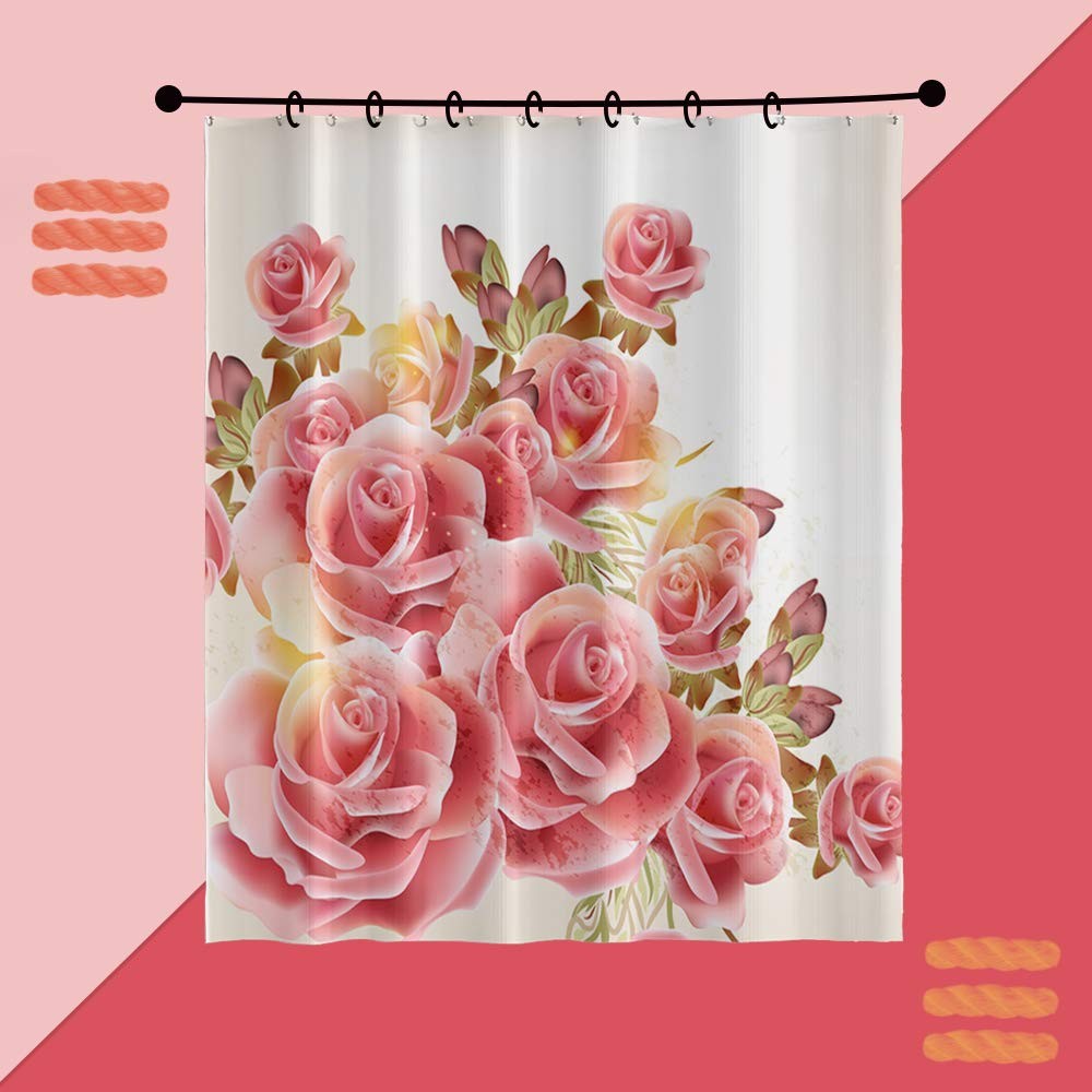 Custom Printed Bath Curtain — custom printed polyester bath curtain detail view