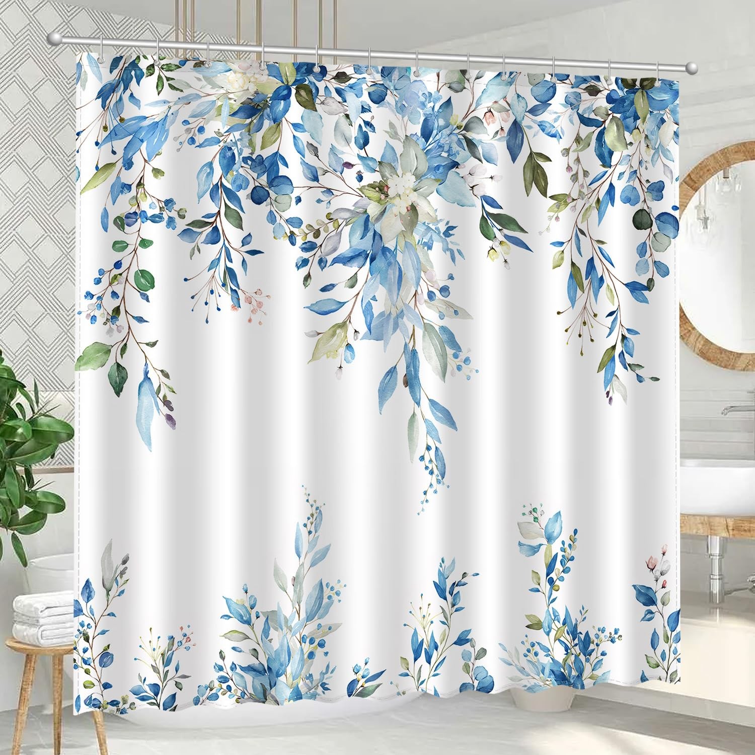 Custom Printed Bath Curtain — custom printed polyester bath curtain detail view