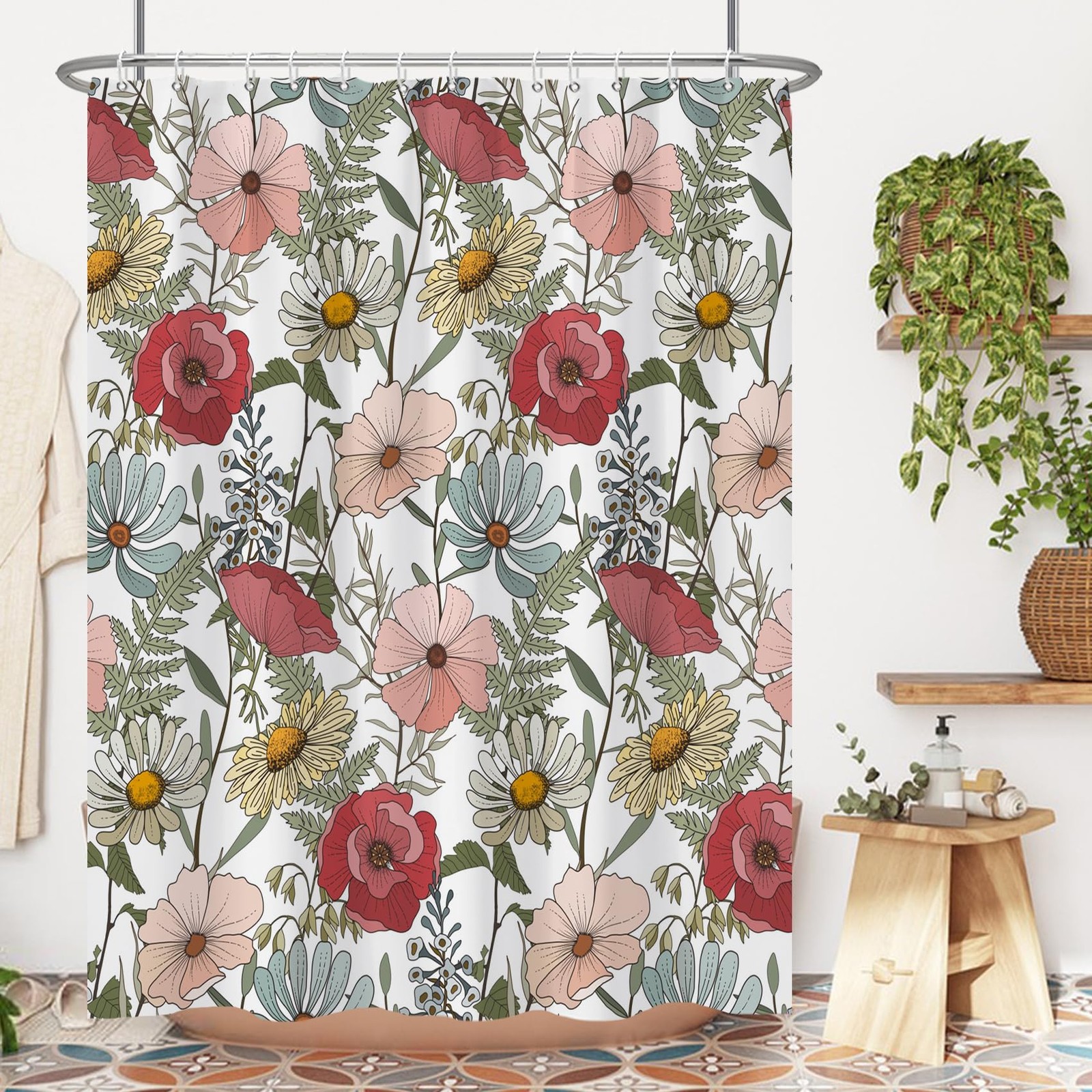 Custom Printed Bath Curtain — custom printed polyester bath curtain detail view
