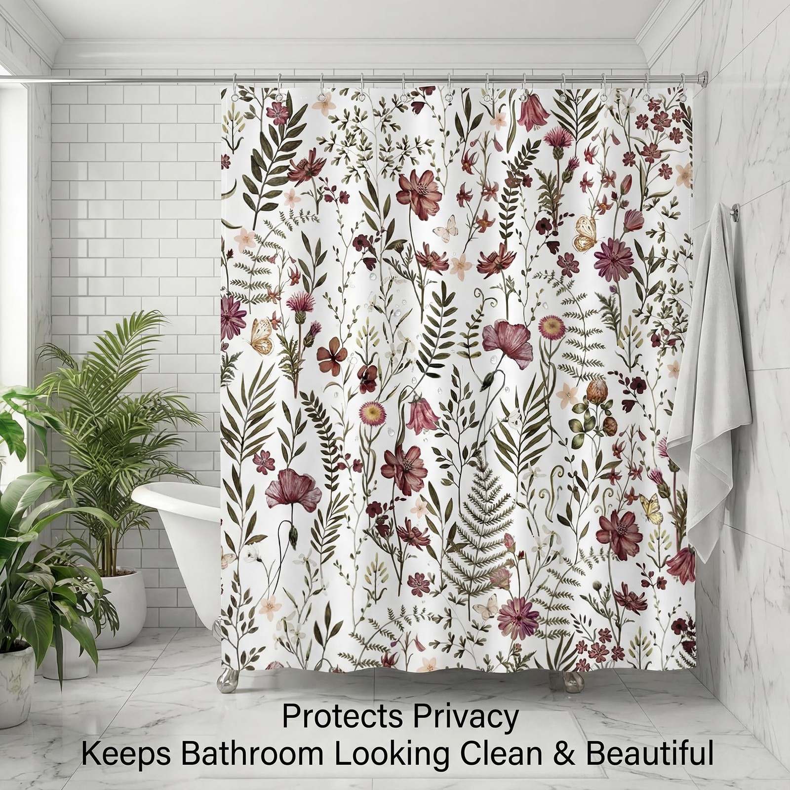 Custom Printed Bath Curtain — custom printed polyester bath curtain detail view