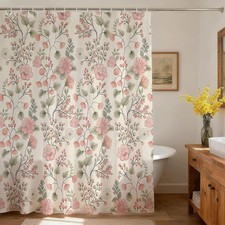 Vintage Floral Shower Curtain for Bathroom, Retro Boho Flowers Shower Curtain — custom printed polyester bath curtain