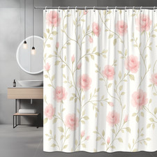 Floral Pink Shower Curtain - Elegant Rose Design for Bathroom — custom printed polyester bath curtain