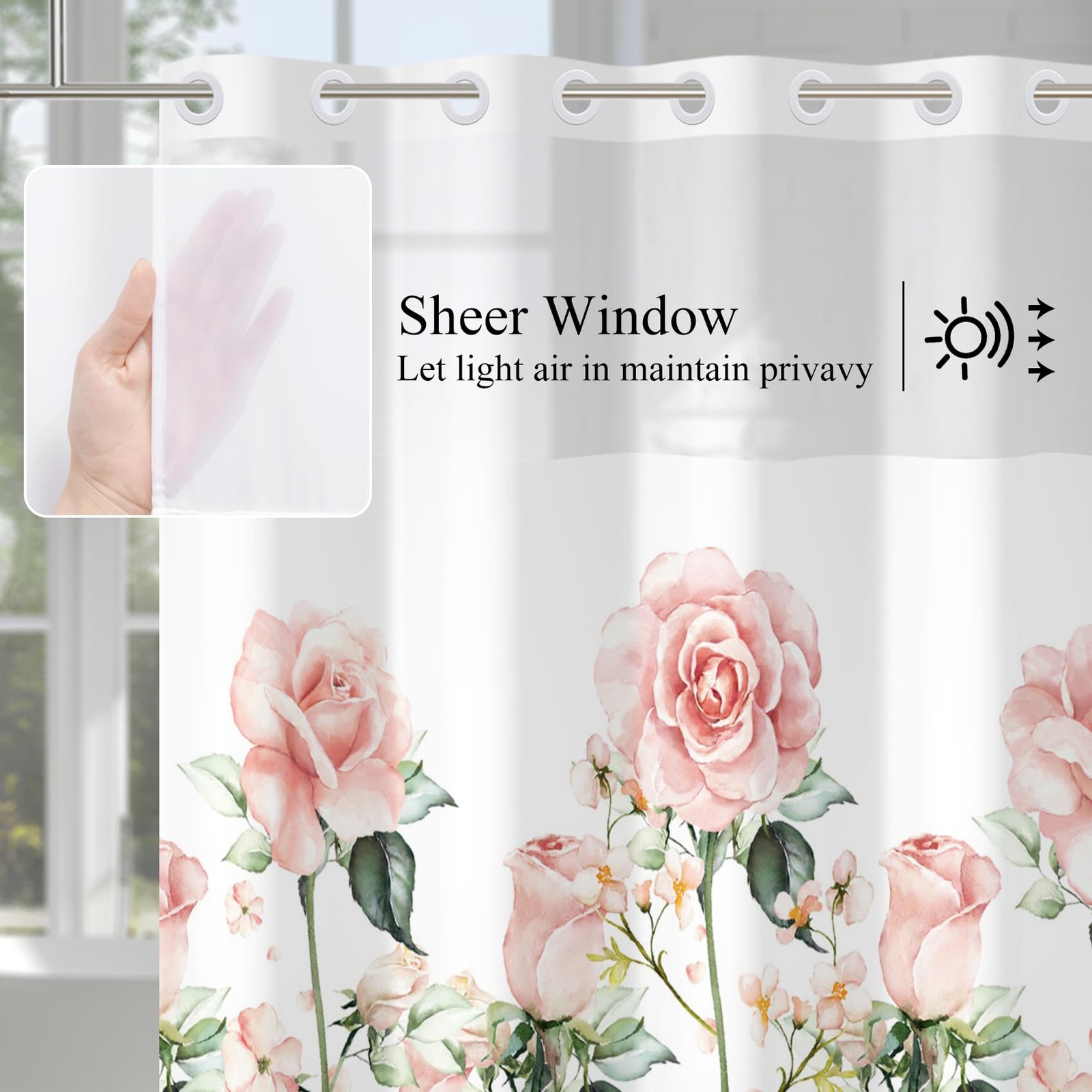 Custom Printed Bath Curtain — custom printed polyester bath curtain detail view