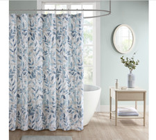 Madison Park Leisha Botanical Printed Shower Curtain Blue: Madison : Microfiber, — custom printed polyester bath curtain
