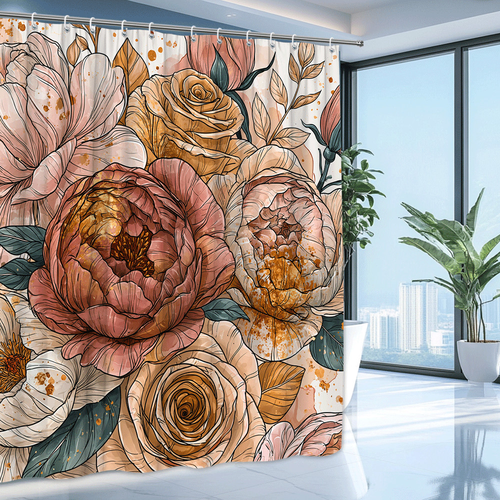 Custom Printed Bath Curtain — custom printed polyester bath curtain detail view