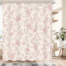 Pink Floral Shower Curtain Vintage Flowers Bathroom Decor, 72x72 Inche — custom printed polyester bath curtain